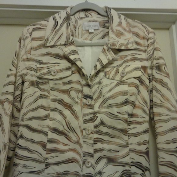 TRENDING ZEBRA STYLE GIRL DESIGNER ERIN LONDON SWIRLY STRIPES JACKET M - Picture 4 of 5